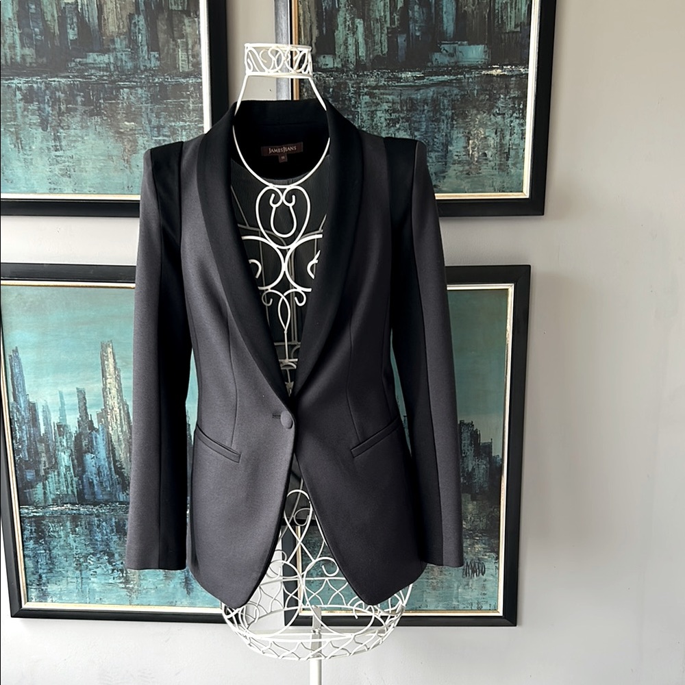 James Jeans Black Blazer with Tuxedo Accents Sz M